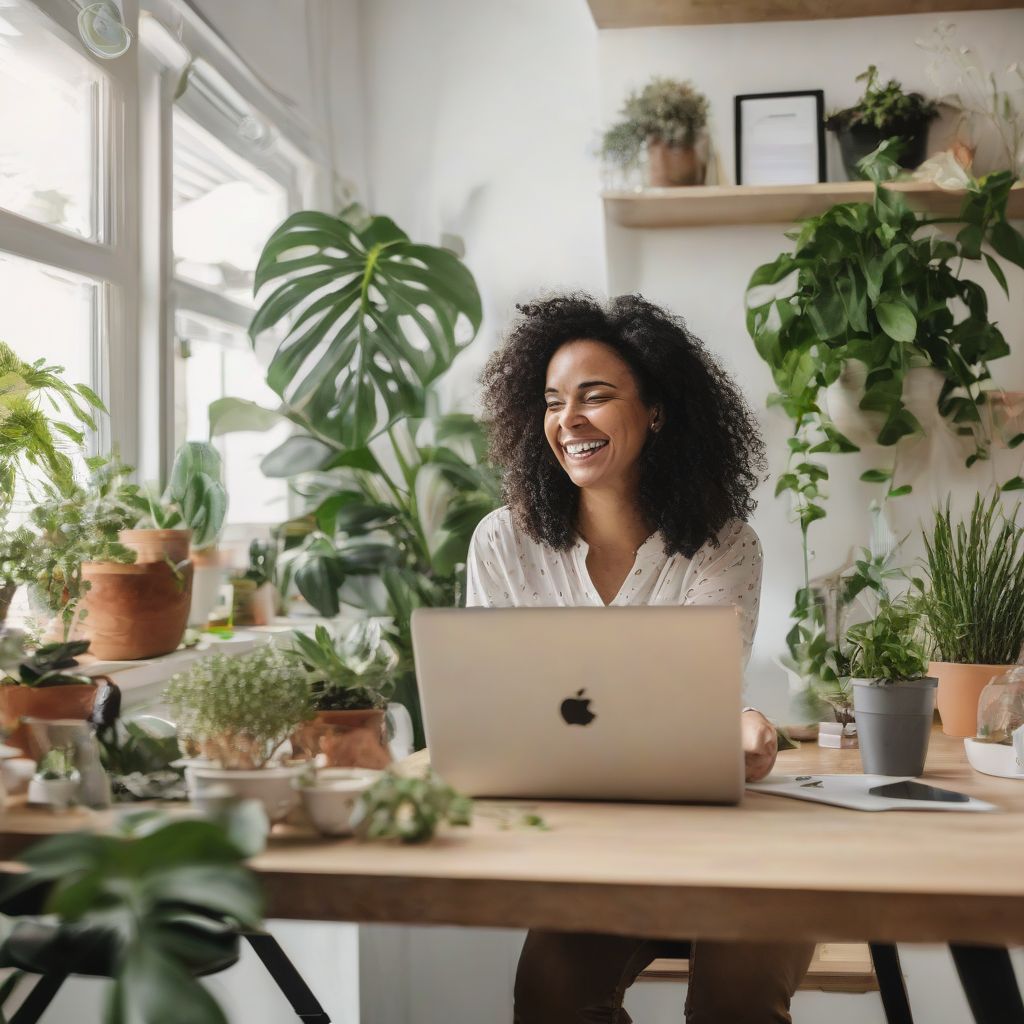 Woman Working From Home With Laptop